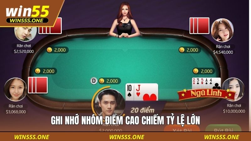 Cách Nhớ Bài Trong Xì Dách - Bí Kíp Chuẩn Cao Thủ Win55 2 Ghi nhớ nhóm điểm cao chiếm tỷ lệ lớn